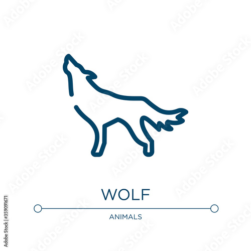 Wolf icon. Linear vector illustration from wildlife collection. Outline wolf icon vector. Thin line symbol for use on web and mobile apps, logo, print media.