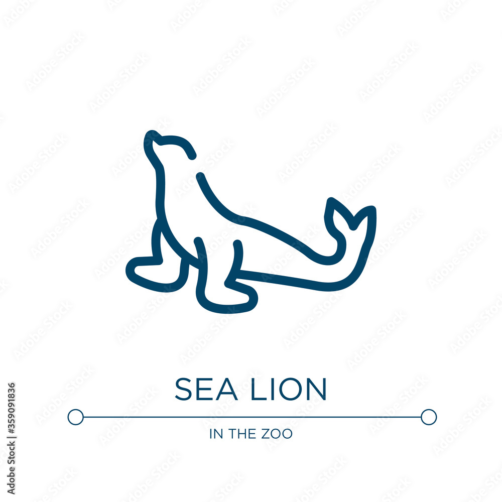 Obraz premium Sea lion icon. Linear vector illustration from zoo collection. Outline sea lion icon vector. Thin line symbol for use on web and mobile apps, logo, print media.
