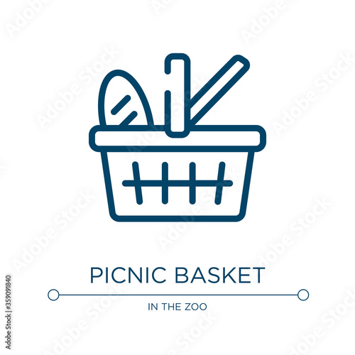 Picnic basket icon. Linear vector illustration from zoo collection. Outline picnic basket icon vector. Thin line symbol for use on web and mobile apps, logo, print media.