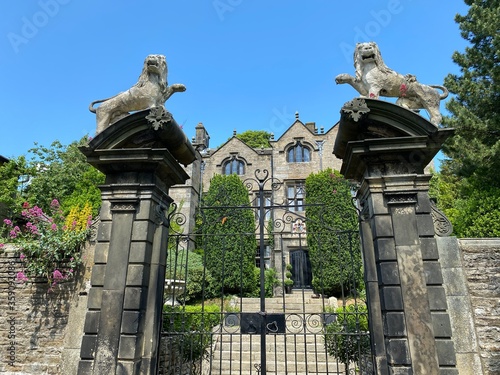 Ornate gate entrance, on the roadside in, Kildwick, Skipton, UK photo