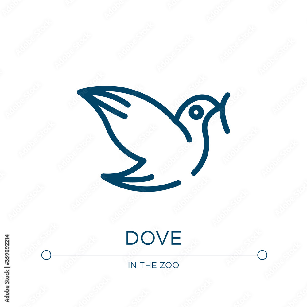 Dove icon. Linear vector illustration from birds collection. Outline dove icon vector. Thin line symbol for use on web and mobile apps, logo, print media.