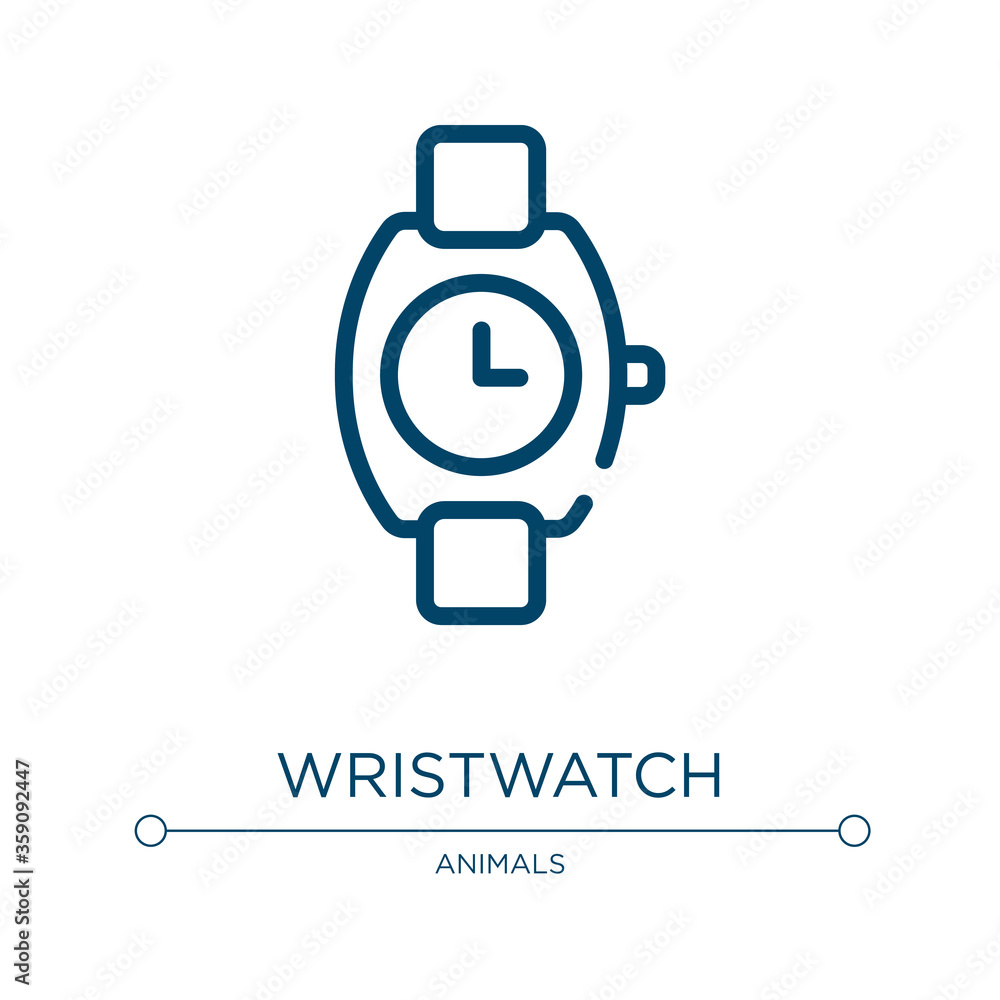 Wristwatch icon. Linear vector illustration from diving collection. Outline wristwatch icon vector. Thin line symbol for use on web and mobile apps, logo, print media. Wristwatch icon. Linear vector illustration from diving collection. Outline wristwatch icon vector. Thin line symbol for use on web and mobile apps, logo, print media.