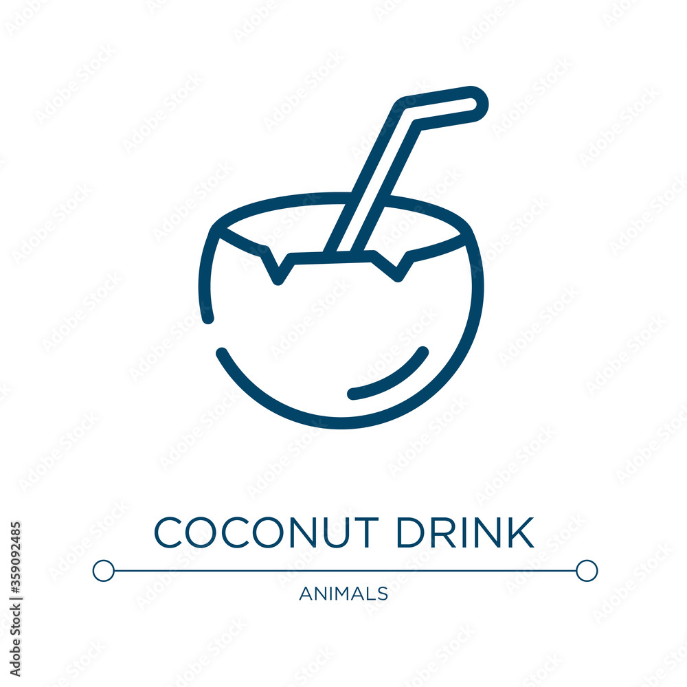 Coconut drink icon. Linear vector illustration from diving collection. Outline coconut drink icon vector. Thin line symbol for use on web and mobile apps, logo, print media. Coconut drink icon. Linear vector illustration from diving collection. Outline coconut drink icon vector. Thin line symbol for use on web and mobile apps, logo, print media.