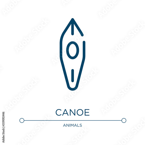 Canoe icon. Linear vector illustration from diving collection. Outline canoe icon vector. Thin line symbol for use on web and mobile apps, logo, print media.