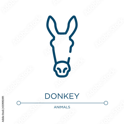 Donkey icon. Linear vector illustration from animals collection. Outline donkey icon vector. Thin line symbol for use on web and mobile apps, logo, print media.