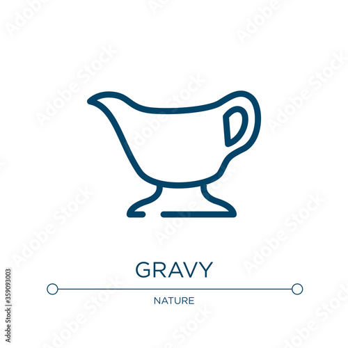 Gravy icon. Linear vector illustration from thanksgiving collection. Outline gravy icon vector. Thin line symbol for use on web and mobile apps, logo, print media.