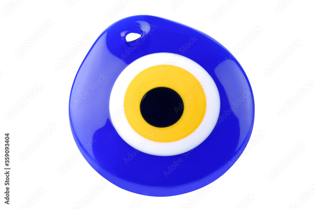 Glass Turkish eye “Nazar Boncugu” on the white background. Glass Turkish eye “Nazar Boncugu” on the white background.