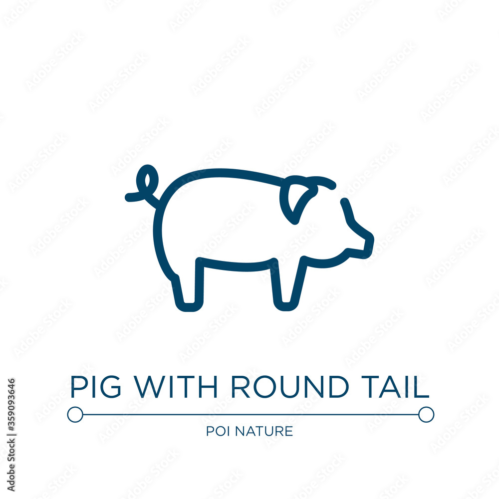 Pig with round tail icon. Linear vector illustration from free animals collection. Outline pig with round tail icon vector. Thin line symbol for use on web and mobile apps, logo, print media. Pig with round tail icon. Linear vector illustration from free animals collection. Outline pig with round tail icon vector. Thin line symbol for use on web and mobile apps, logo, print media.