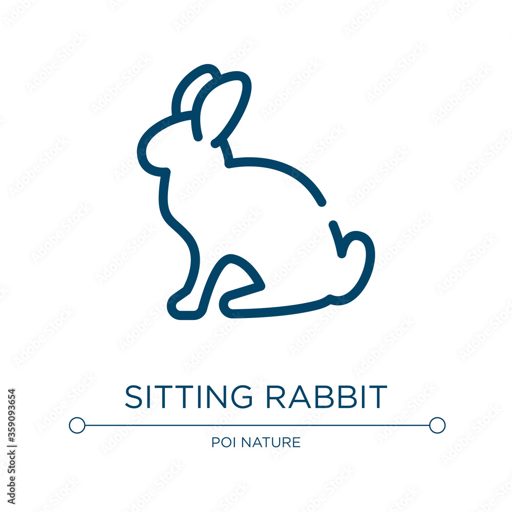 Fototapeta premium Sitting rabbit icon. Linear vector illustration from free animals collection. Outline sitting rabbit icon vector. Thin line symbol for use on web and mobile apps, logo, print media.
