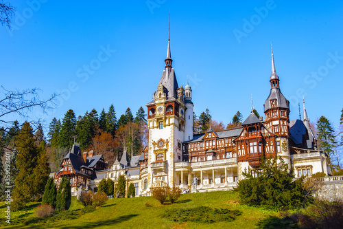 It's Peles Castle landscape, Carpathian mountains, Romania