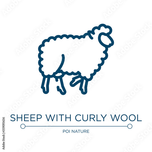 Sheep with curly wool icon. Linear vector illustration from sheeps collection. Outline sheep with curly wool icon vector. Thin line symbol for use on web and mobile apps, logo, print media.