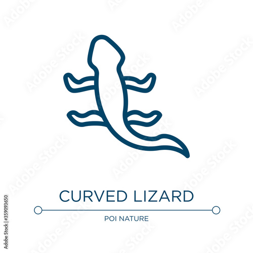 Curved lizard icon. Linear vector illustration from free animals collection. Outline curved lizard icon vector. Thin line symbol for use on web and mobile apps, logo, print media.