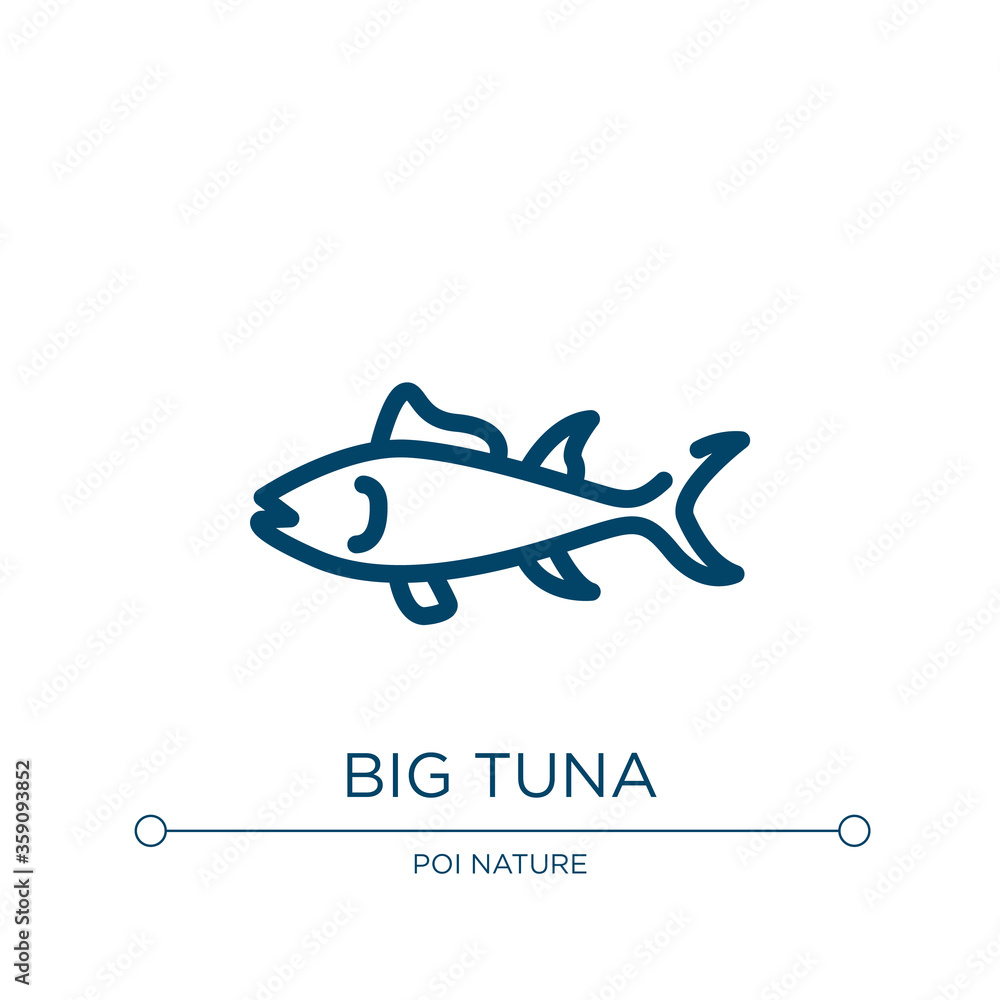 Big tuna icon. Linear vector illustration from fauna collection. Outline big tuna icon vector. Thin line symbol for use on web and mobile apps, logo, print media.
