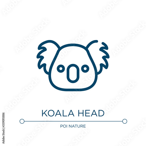 Koala head icon. Linear vector illustration from fauna collection. Outline koala head icon vector. Thin line symbol for use on web and mobile apps, logo, print media.