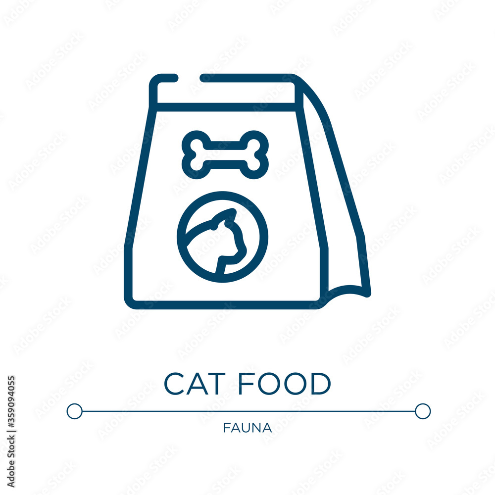 Cat food icon. Linear vector illustration from pet shop collection. Outline cat food icon vector. Thin line symbol for use on web and mobile apps, logo, print media. Cat food icon. Linear vector illustration from pet shop collection. Outline cat food icon vector. Thin line symbol for use on web and mobile apps, logo, print media.