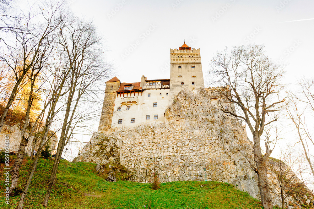 Bran Castle (Dracula Castle) on the top of the rock, Transylvania, Bran, Romania Bran Castle (Dracula Castle) on the top of the rock, Transylvania, Bran, Romania