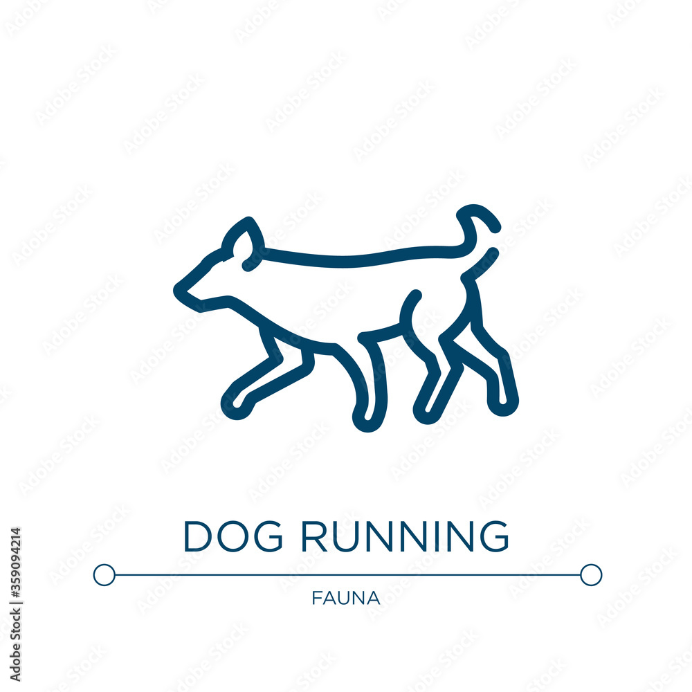 Dog running icon. Linear vector illustration from dog and training collection. Outline dog running icon vector. Thin line symbol for use on web and mobile apps, logo, print media. Dog running icon. Linear vector illustration from dog and training collection. Outline dog running icon vector. Thin line symbol for use on web and mobile apps, logo, print media.