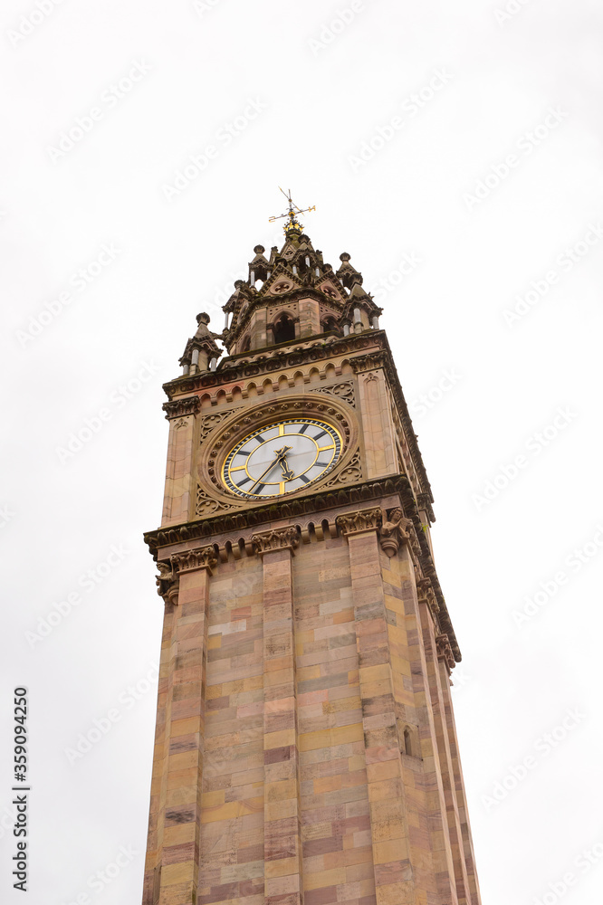 Prince Albert Memorial Clock at Queen's Square of Belfast, the capital and largest city of Northern Ireland
