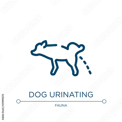 Dog urinating icon. Linear vector illustration from dog and training collection. Outline dog urinating icon vector. Thin line symbol for use on web and mobile apps, logo, print media.
