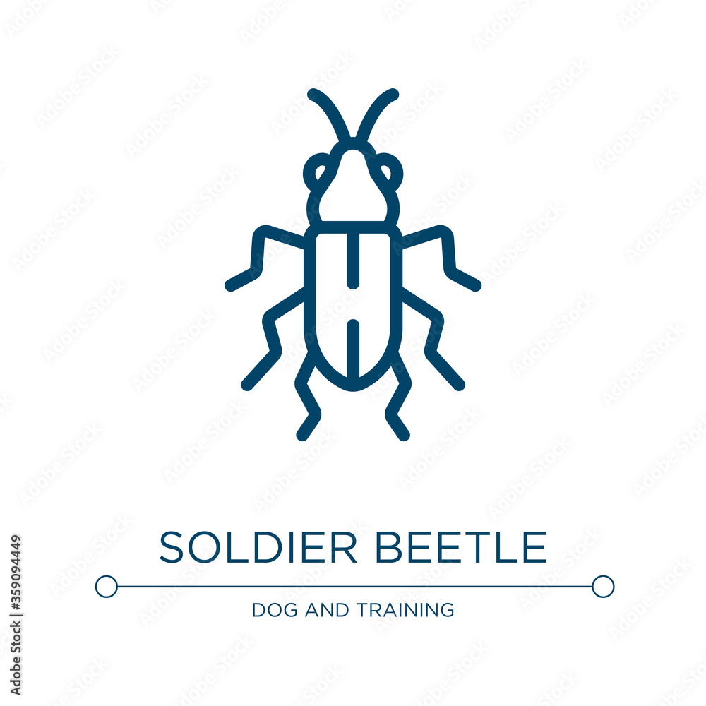 Fototapeta premium Red soldier beetle icon. Linear vector illustration from insects collection. Outline red soldier beetle icon vector. Thin line symbol for use on web and mobile apps, logo, print media.