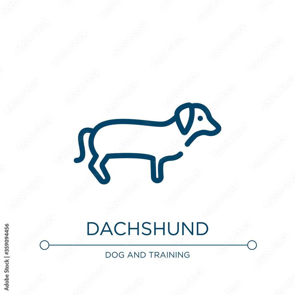 Dachshund icon. Linear vector illustration from dog breeds fullbody collection. Outline dachshund icon vector. Thin line symbol for use on web and mobile apps, logo, print media.