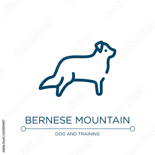 Bernese mountain icon. Linear vector illustration from dog breeds fullbody collection. Outline bernese mountain icon vector. Thin line symbol for use on web and mobile apps, logo, print media.