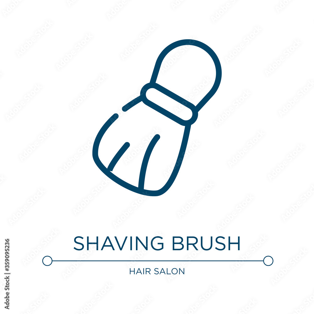 Shaving brush icon. Linear vector illustration from hairdressing and barber shop collection. Outline shaving brush icon vector. Thin line symbol for use on web and mobile apps, logo, print media. Shaving brush icon. Linear vector illustration from hairdressing and barber shop collection. Outline shaving brush icon vector. Thin line symbol for use on web and mobile apps, logo, print media.