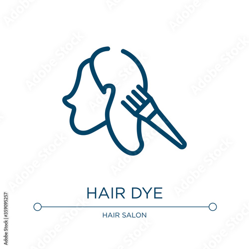 Hair dye icon. Linear vector illustration from hairdressing and barber shop collection. Outline hair dye icon vector. Thin line symbol for use on web and mobile apps, logo, print media.