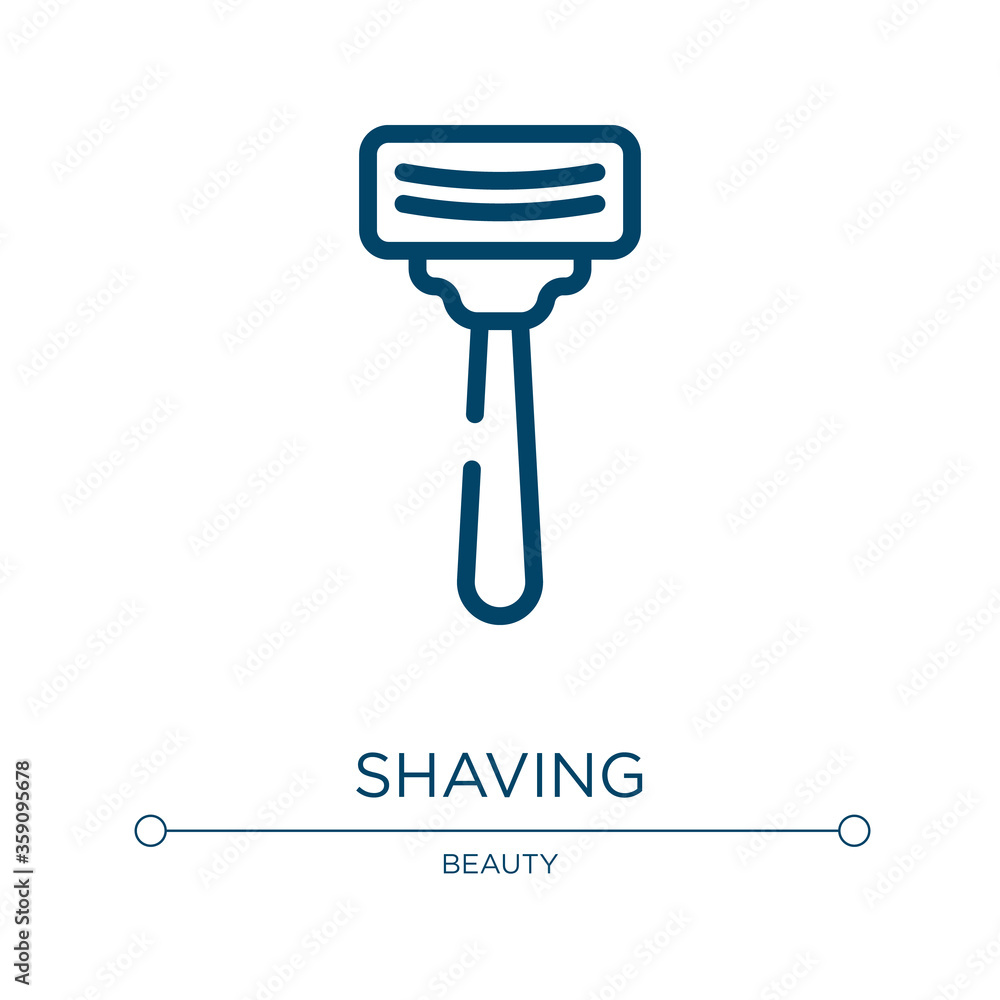 Obraz premium Shaving icon. Linear vector illustration from hairdressing and esthetics collection. Outline shaving icon vector. Thin line symbol for use on web and mobile apps, logo, print media.