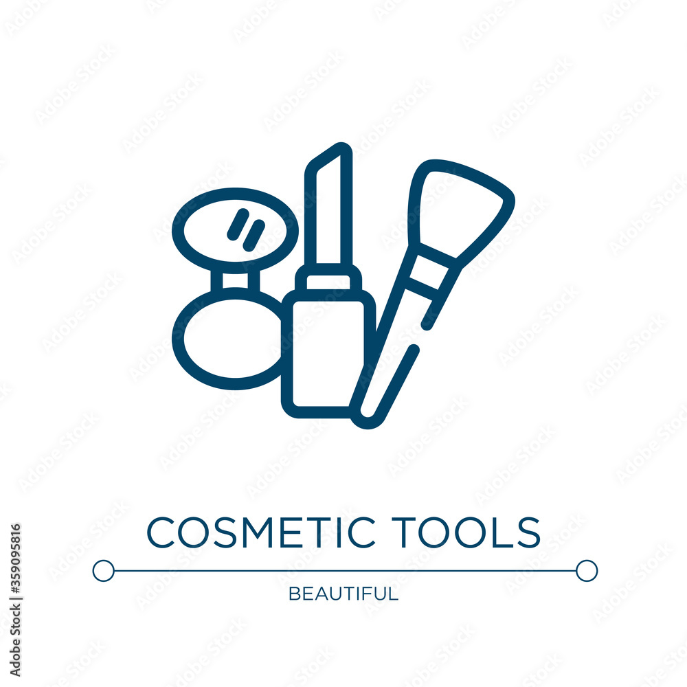 Fototapeta premium Cosmetic tools icon. Linear vector illustration from beautiful collection. Outline cosmetic tools icon vector. Thin line symbol for use on web and mobile apps, logo, print media.