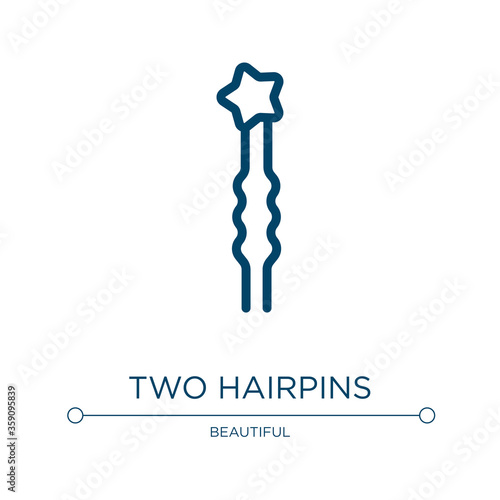 Two hairpins icon. Linear vector illustration from beautiful collection. Outline two hairpins icon vector. Thin line symbol for use on web and mobile apps, logo, print media.