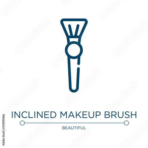 Inclined makeup brush icon. Linear vector illustration from beauty salon collection. Outline inclined makeup brush icon vector. Thin line symbol for use on web and mobile apps  logo  print media.