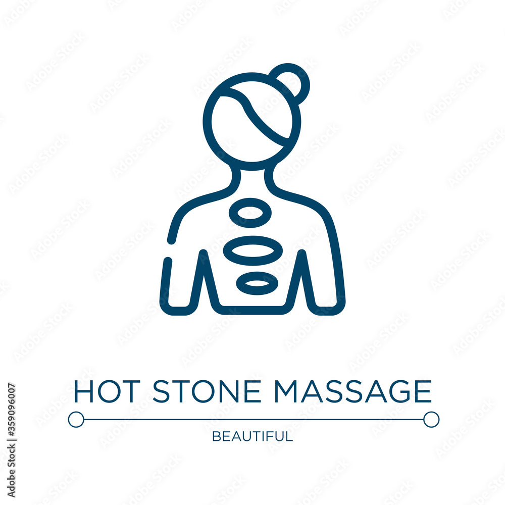Hot stone massage icon. Linear vector illustration from pretty collection. Outline hot stone massage icon vector. Thin line symbol for use on web and mobile apps, logo, print media. Hot stone massage icon. Linear vector illustration from pretty collection. Outline hot stone massage icon vector. Thin line symbol for use on web and mobile apps, logo, print media.