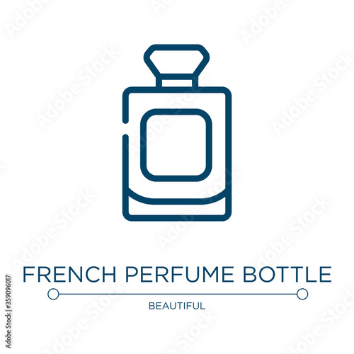 French perfume bottle icon. Linear vector illustration from pretty collection. Outline french perfume bottle icon vector. Thin line symbol for use on web and mobile apps, logo, print media.