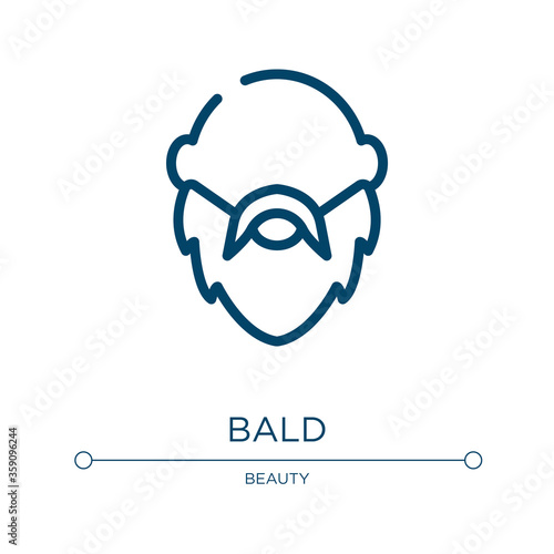 Bald icon. Linear vector illustration from hairdressing and barber collection. Outline bald icon vector. Thin line symbol for use on web and mobile apps, logo, print media.