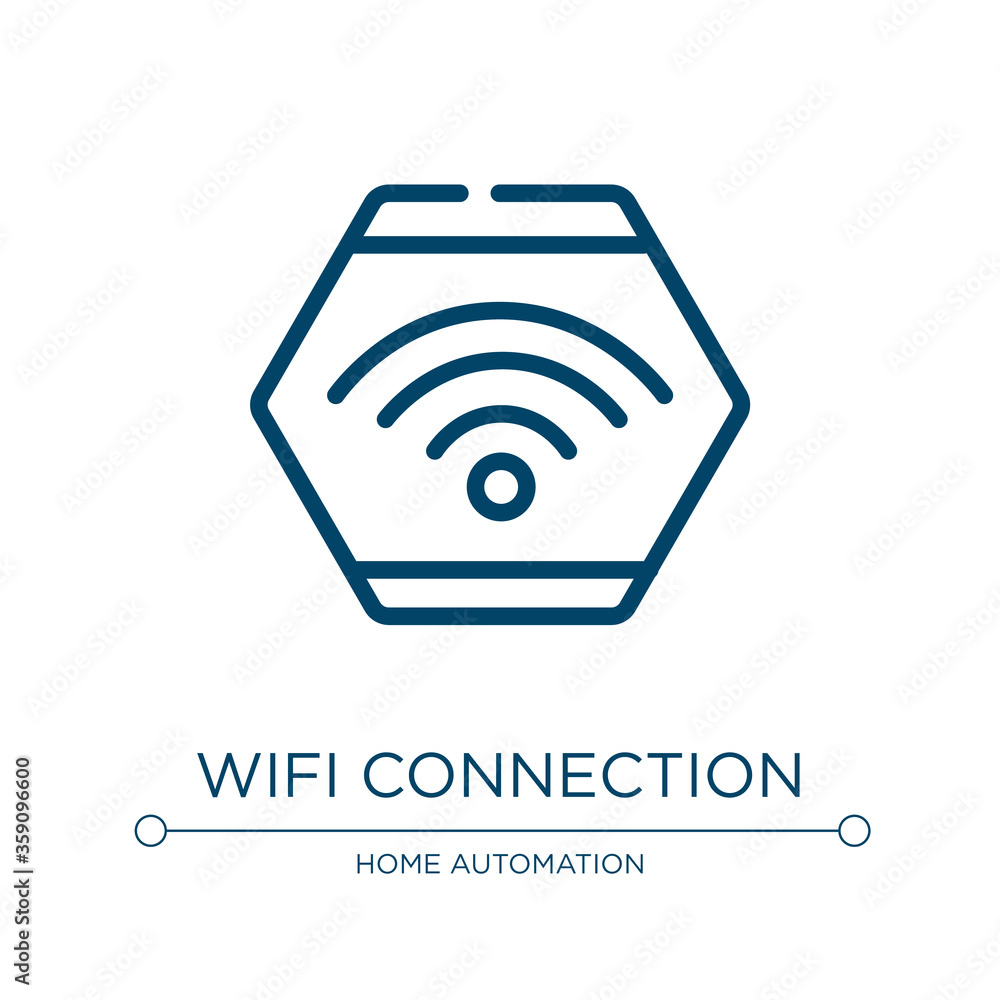 Wifi connection icon. Linear vector illustration from restaurant elements collection. Outline wifi connection icon vector. Thin line symbol for use on web and mobile apps, logo, print media. Wifi connection icon. Linear vector illustration from restaurant elements collection. Outline wifi connection icon vector. Thin line symbol for use on web and mobile apps, logo, print media.