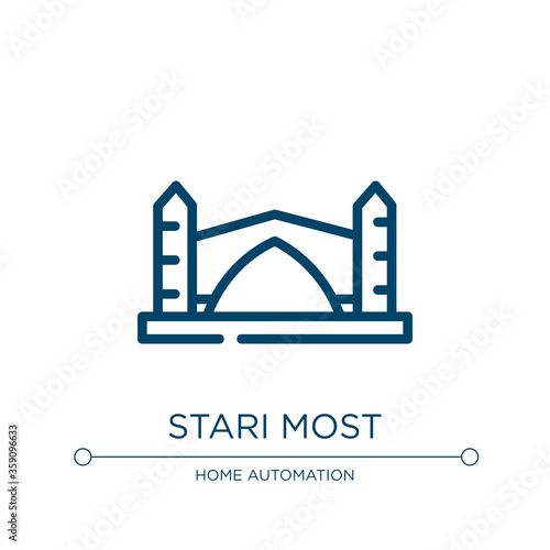 Stari most icon. Linear vector illustration from linear monuments collection. Outline stari most icon vector. Thin line symbol for use on web and mobile apps, logo, print media.