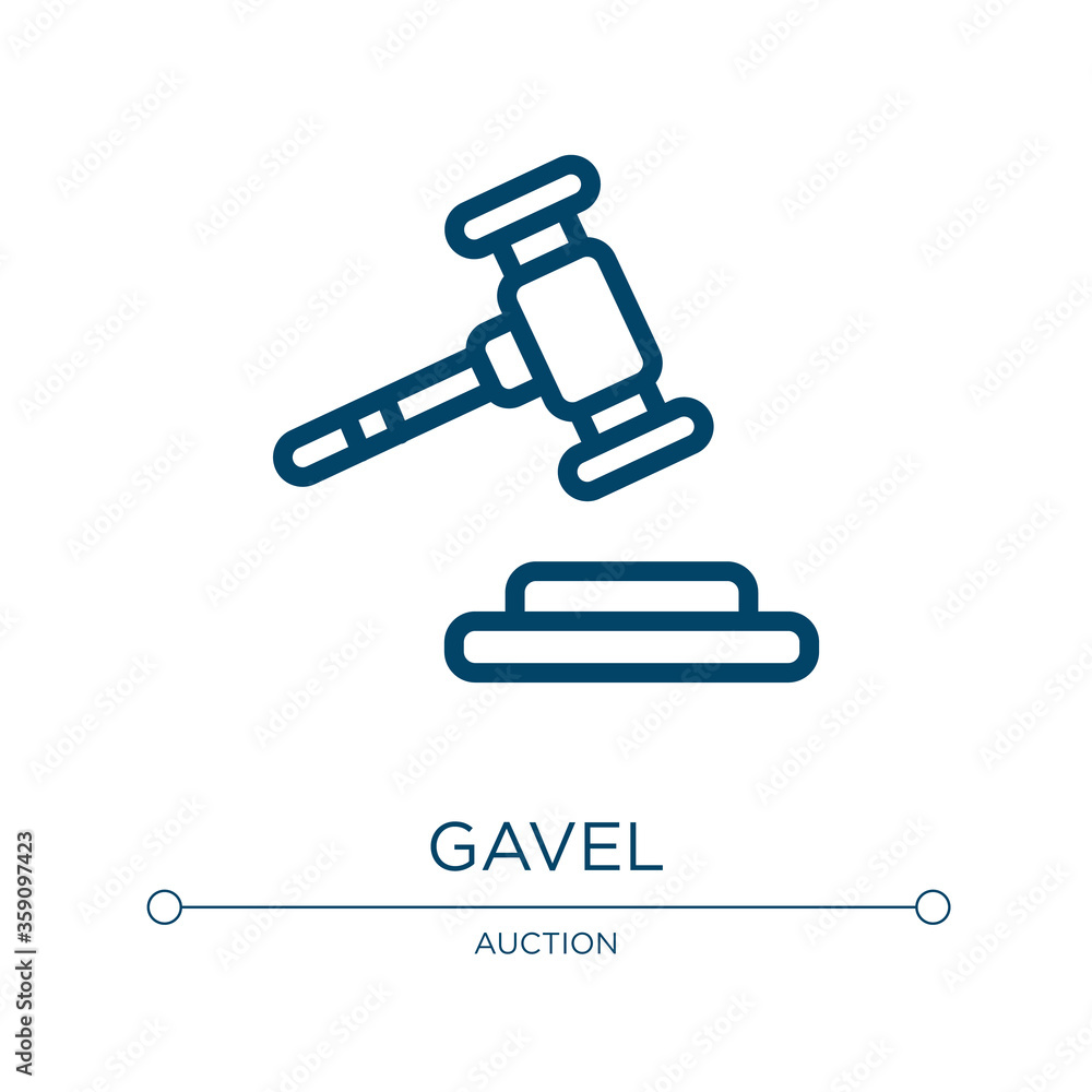 Gavel icon. Linear vector illustration from law & justice collection. Outline gavel icon vector. Thin line symbol for use on web and mobile apps, logo, print media. Gavel icon. Linear vector illustration from law & justice collection. Outline gavel icon vector. Thin line symbol for use on web and mobile apps, logo, print media.