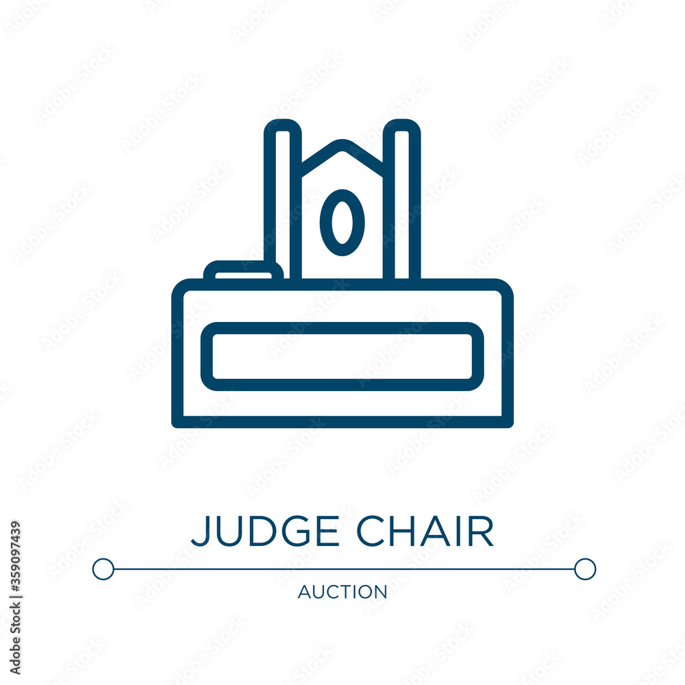 Judge chair icon. Linear vector illustration from law & justice collection. Outline judge chair icon vector. Thin line symbol for use on web and mobile apps, logo, print media. Judge chair icon. Linear vector illustration from law & justice collection. Outline judge chair icon vector. Thin line symbol for use on web and mobile apps, logo, print media.