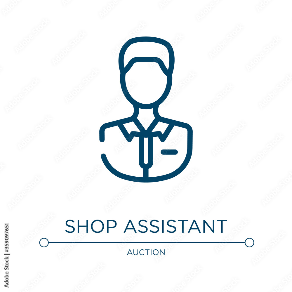 Shop assistant icon. Linear vector illustration from marketing collection. Outline shop assistant icon vector. Thin line symbol for use on web and mobile apps, logo, print media.