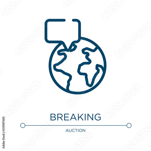 Breaking icon. Linear vector illustration from investing collection. Outline breaking icon vector. Thin line symbol for use on web and mobile apps, logo, print media.