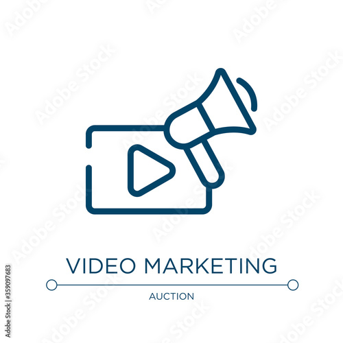 Video marketing icon. Linear vector illustration from seo and business collection. Outline video marketing icon vector. Thin line symbol for use on web and mobile apps, logo, print media.