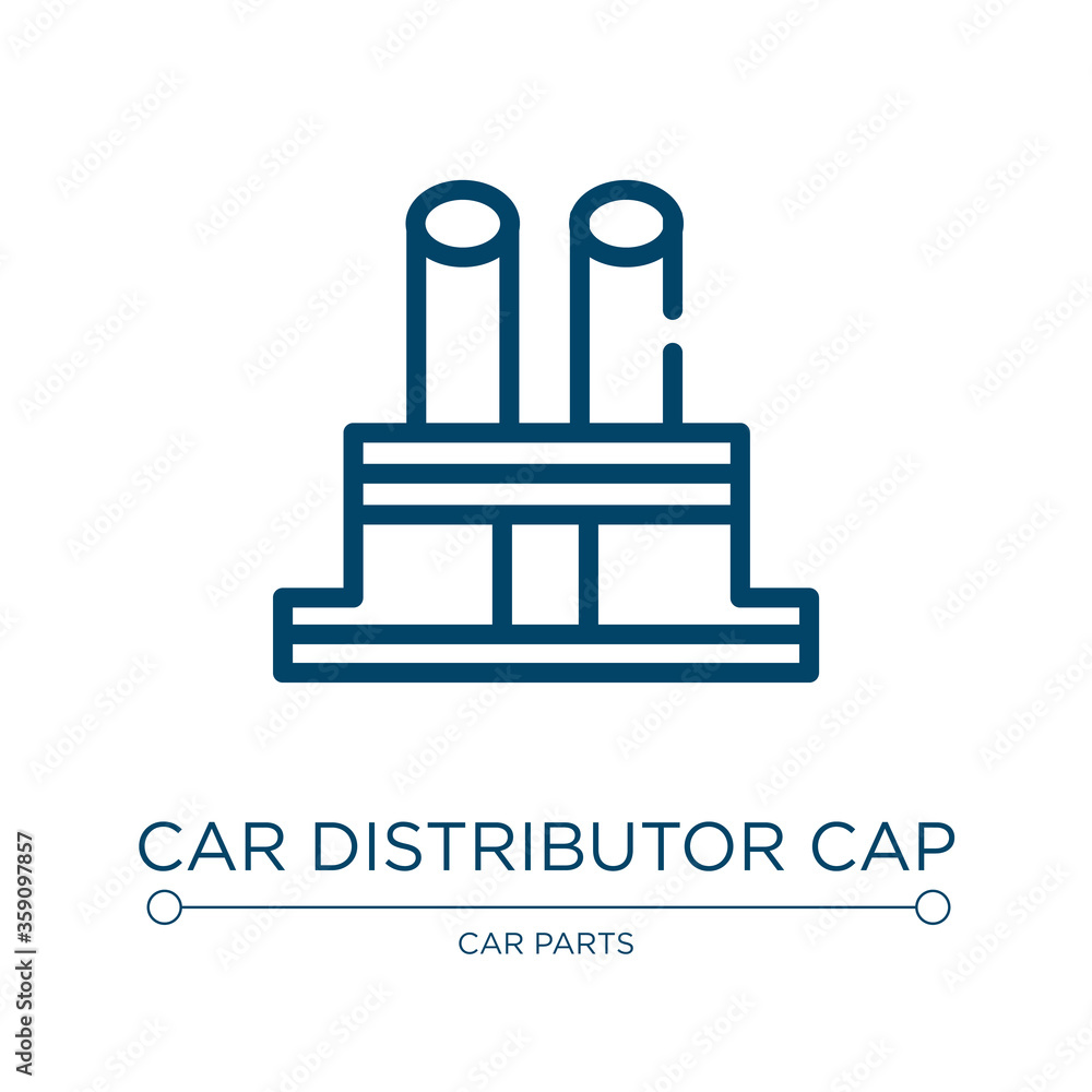 Car distributor cap icon. Linear vector illustration from car parts collection. Outline car distributor cap icon vector. Thin line symbol for use on web and mobile apps, logo, print media. Car distributor cap icon. Linear vector illustration from car parts collection. Outline car distributor cap icon vector. Thin line symbol for use on web and mobile apps, logo, print media.