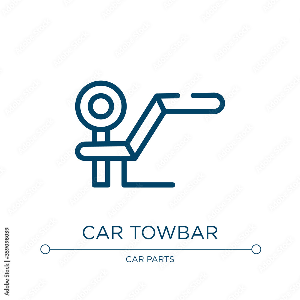 Car towbar icon. Linear vector illustration from car parts collection. Outline car towbar icon vector. Thin line symbol for use on web and mobile apps, logo, print media. Car towbar icon. Linear vector illustration from car parts collection. Outline car towbar icon vector. Thin line symbol for use on web and mobile apps, logo, print media.