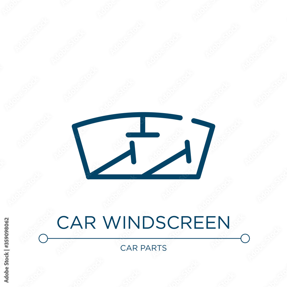 Car windscreen icon. Linear vector illustration from car parts collection. Outline car windscreen icon vector. Thin line symbol for use on web and mobile apps, logo, print media. Car windscreen icon. Linear vector illustration from car parts collection. Outline car windscreen icon vector. Thin line symbol for use on web and mobile apps, logo, print media.
