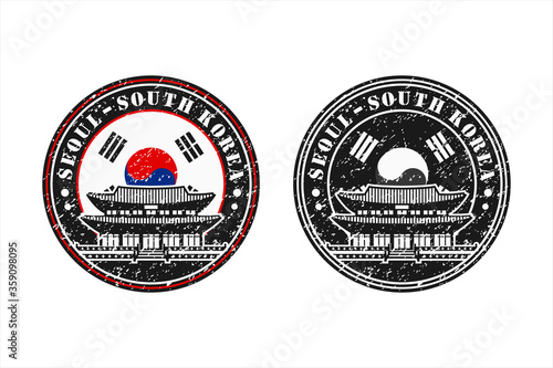 Seoul South Korea Stamp Travel  Design Vector Logo
