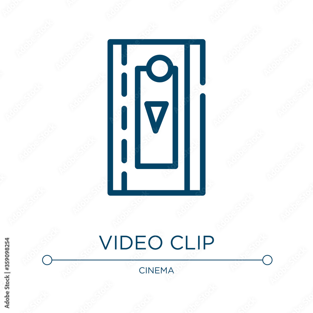 Video clip icon. Linear vector illustration from cinema collection. Outline video clip icon vector. Thin line symbol for use on web and mobile apps, logo, print media.