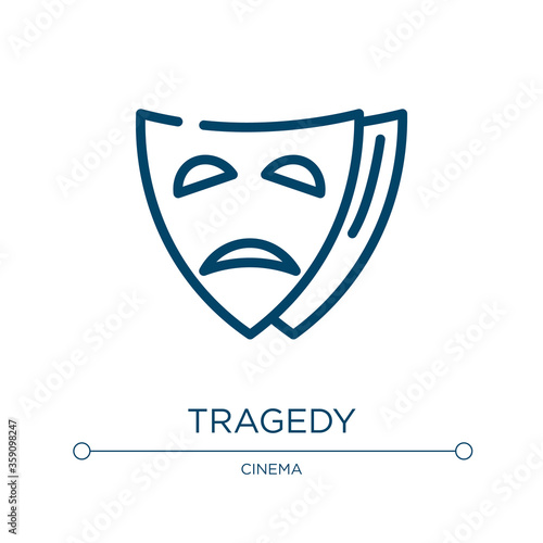 Tragedy icon. Linear vector illustration from cinema collection. Outline tragedy icon vector. Thin line symbol for use on web and mobile apps, logo, print media.