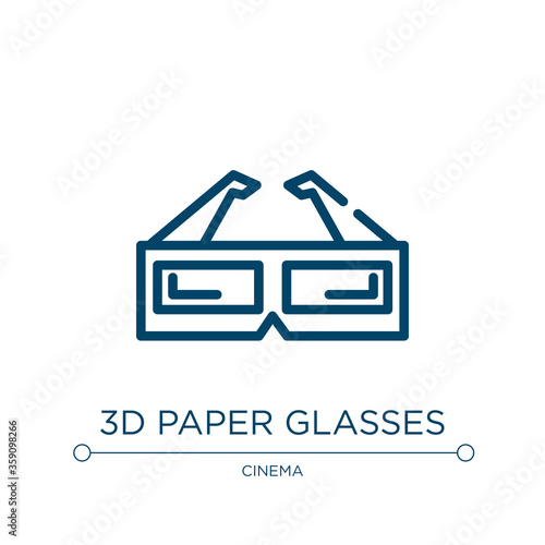 3d paper glasses icon. Linear vector illustration from cinema collection. Outline 3d paper glasses icon vector. Thin line symbol for use on web and mobile apps, logo, print media.