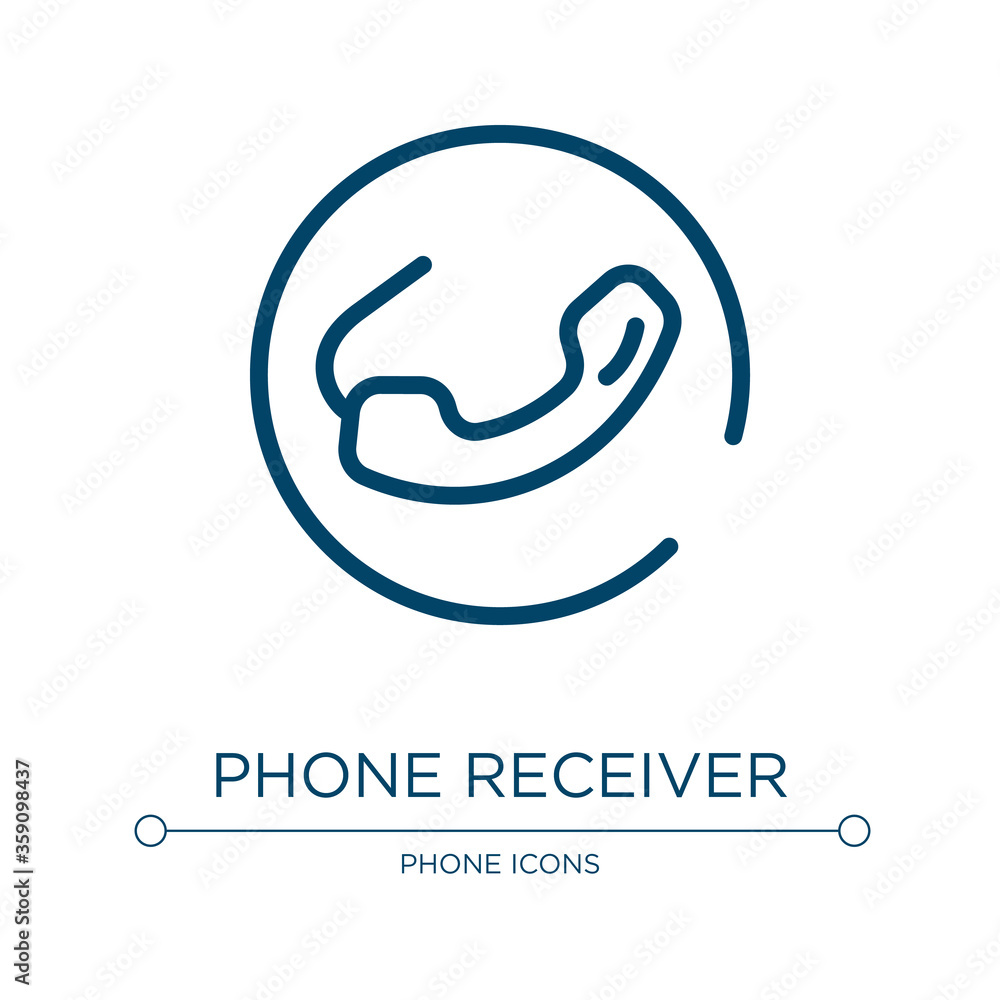 Phone receiver icon. Linear vector illustration from communication and media collection. Outline phone receiver icon vector. Thin line symbol for use on web and mobile apps, logo, print media. Phone receiver icon. Linear vector illustration from communication and media collection. Outline phone receiver icon vector. Thin line symbol for use on web and mobile apps, logo, print media.